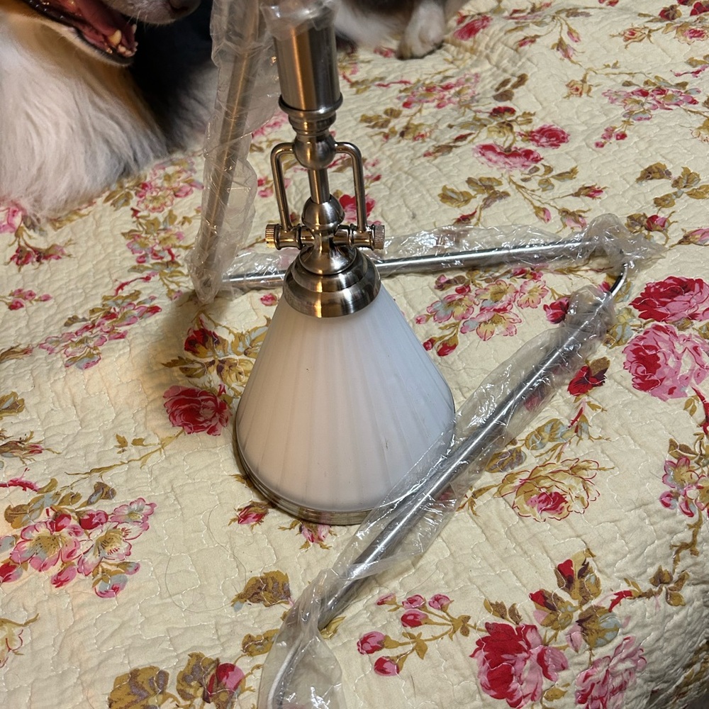 Brand NewElegant White pendant light. Hardwired. Uses regular bulbs. Gorgeous!